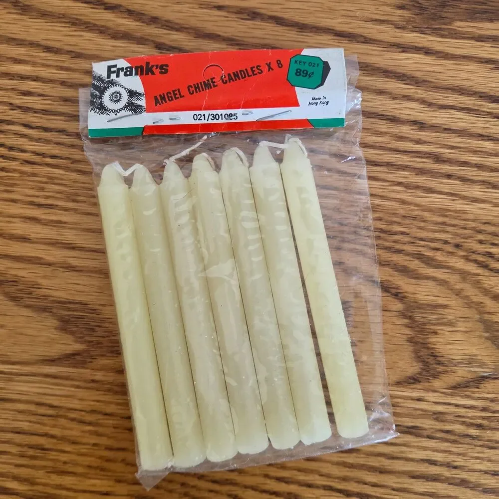 Vintage Frank's Angel Chime Candles White 7-Pack Made in Hong Kong New Old Stock